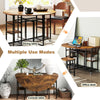 3-Piece Folding Dining Table Set Space-saving Console Table-Brown