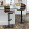 2pcs Bar Stools Faux Leather Padded Seat Stools Metal Base Barstools Grey/Brown