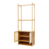 Bamboo Clothes Rails Garment Hanging Rack Display Stand w/3Tiers Storage Shelves