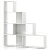 Wooden Storage Organizer 4-Tier Stepped Bookshelf-White