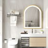 LED Gold Arched Bathroom Mirror Anti-fog Wall Vanity Mirror Over Dressing Table