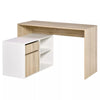 L-Shape Computer Table Wooden Office Work Desk Drawer Cabinet Dorm Natural/White