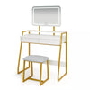 Mondeer LED Dressing Table Vanity Set with Adjustable Light& Mirror Padded Stool