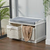 Shoe Bench Shoes Storage Organizer Baskets Cabinet Cushioned Seat Home Hallway