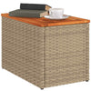 Garden Side Tables Dining Table 2 pcs Beige Poly Rattan Solid Wood