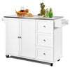 113x46CM Rolling Kitchen Island Cart Utility Storage Cart w/5 Wheels White