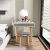 Modern Dressing Table Set with Light Mirror Stool Makeup Desk with Drawer Grey