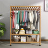 Bamboo Clothes Rail Scarf Holder Rack Garment Hanging Stand Mobile Storage Shelf