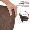 2 Pcs Brown GreyDining Chairs Faux Leather Diamond Cushion Seat With Hole
