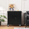 Lockable Mobile File Cabinet Home Storage Cupboard with 3 Tiers Shelves & Wheels
