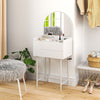 Dressing Table with Arched Mirror and 3 Drawers for Bedroom Small Spaces White