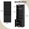 6-tier Modern Style Storage Cabinet 178 CM Bookcase-Black