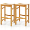 Bar Stool Set of 2 Acacia Wood Garden Chairs Saddle Shaped Kitchen Dining Stools