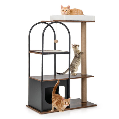 118 cm Tall Cat Tree Tower Large Cat Activity Center Indoor Climbing Furniture