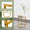 2PCS Marble Top Sofa Side Table Modern Round End Table Compact Coffee Table