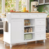 Rolling Kitchen Island Storage Trolley with Wood Effect Top & 5 Drawers White