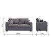 Panana 3 2 Seater Grey Black Linen Fabric Suite Sofa Couch, Free Throw Pillows