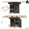 Extendable Dining Table with Wooden Effect Worktop Storage Cabinet Kitchen Table