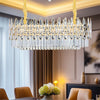 Luxury Clear K9 Crystal Chandelier Light Formal Rectangular Pendant Light Dining