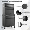 6 Drawer Rolling Tool Chest Combo Lockable Tool Cabinet with Wheels-Black