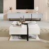 Modern Coffee Table With 4 Hidden Drawers Wooden Living Room Furniture, White