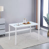 4x Grey Faux Leather Dining Chairs&White Marble Tempered Glass Dining Table Set