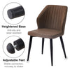Set of 2 Faux PU Leather Brown Chairs Seat Dining Room Restaurant with Metal Leg