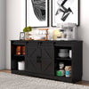 Sliding Barn Door Sideboard Storage Cabinet Coffee Bar TV Stand Farmhouse Style