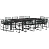 Brokky 13 Piece Garden Dining Set Black Poly Rattan, Dining Furniture D5J7