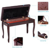 Piano Bench W/ Padded Cushion PU Leather Piano Stool Double Duet Seat w/Storage