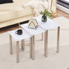 Nest of 3 White Tempered Glass Side End Table Nested Table Stainless Steel Tubes
