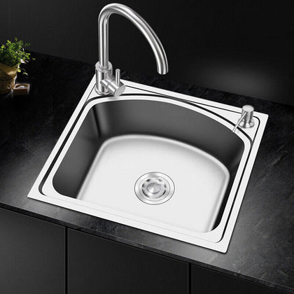 Large Inset Deep Basin Single Bowl Stainless Steel Kitchen Sink Unit Undermount