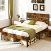 Metal Bed Frame Industrial Platform Bed Double Size-Brown