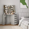 Corner Dressing Table with LED Lights Vanity Makeup Desk with Mirror & 5 Drawers