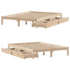 Bed Frame with Drawers 140x190 Solid Wood Pine U0G0