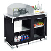 Folding Camping Kitchen Portable Windshield Cooking Table Picnic Storage Cabinet