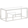 ShCuShan Coffee Table Stainless Steel and Tempered Glass,Coffee Table,Wood Y1M7