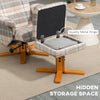 Swivel Recliner Chair with Footstool, Wooden Base and Storage for Living Room