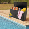 PE Wicker Storage Bin Garden Patio 330L 2-Tier Rattan Deck Box w/Lid-Black