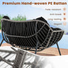 2Pcs Outdoor Rocking Chair Oversized Patio PE Wicker Egg Chair-Black