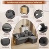 L-Shaped 3 Seater Corner Sofa Bed Pull Out Sectional Couch with Storage, Grey