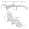 Sun Lounger Outdoor Garden White Plastic Reclining Relaxer Bed Portable Recliner