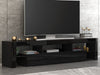Modern 160cm TV Unit Stand Cabinet High Gloss Doors Sideboard LED Light Black