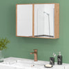 Cabinet Mirror Wall-Mounted Bathroom Mirror w/ Storage Natural