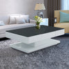 High Gloss Coffee Table Black Glass Top Rectangular Living Room 2 Drawers