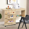 Folding Sewing Table 2 IN 1 Rolling Craft Table Home Office Desk Workstation