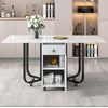 Folding Drop Leaf Dining Table for Small Spaces with Drawers Storage Cupboard