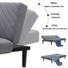 Grey Fabric 3 Seater Sofa Bed Recliner Sleeper Sofa Living Guest Room Sofabed
