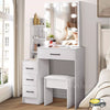 Dressing Table Vanity Makeup Desk With LED Light Mirror And Stool Drawer Bedroom