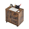 Brown Office Filing Cabinet Mobile Printer Stand File Storage 3 Drawer 4 Wheels